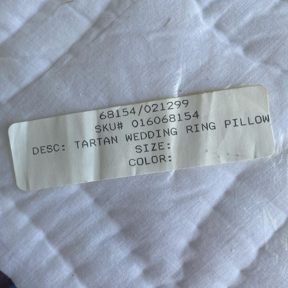 NWT Wedding Ring Tartan Quilted Square Pillow Cover And Form Tie Closures - Picture 10 of 10
